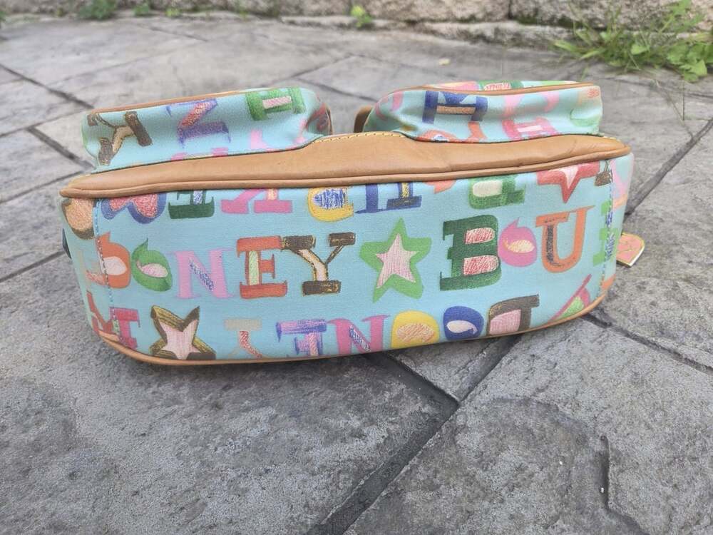 Vintage Y2K Dooney & Bourke "IT" Multicolored Monogram Banana Shoulder Bag Purse - Picture 7 of 16